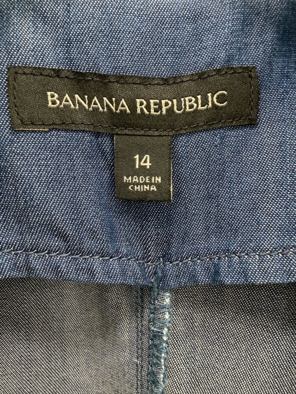 Banana Republic Chambray Denim Trench Coat Dress Belted Blue Lightweight Jacket - Picture 13 of 15